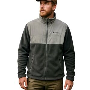 COLUMBIA Men’s Steens Mountain Full Zip Up Fleece Interchange Grey Black Sz XLT